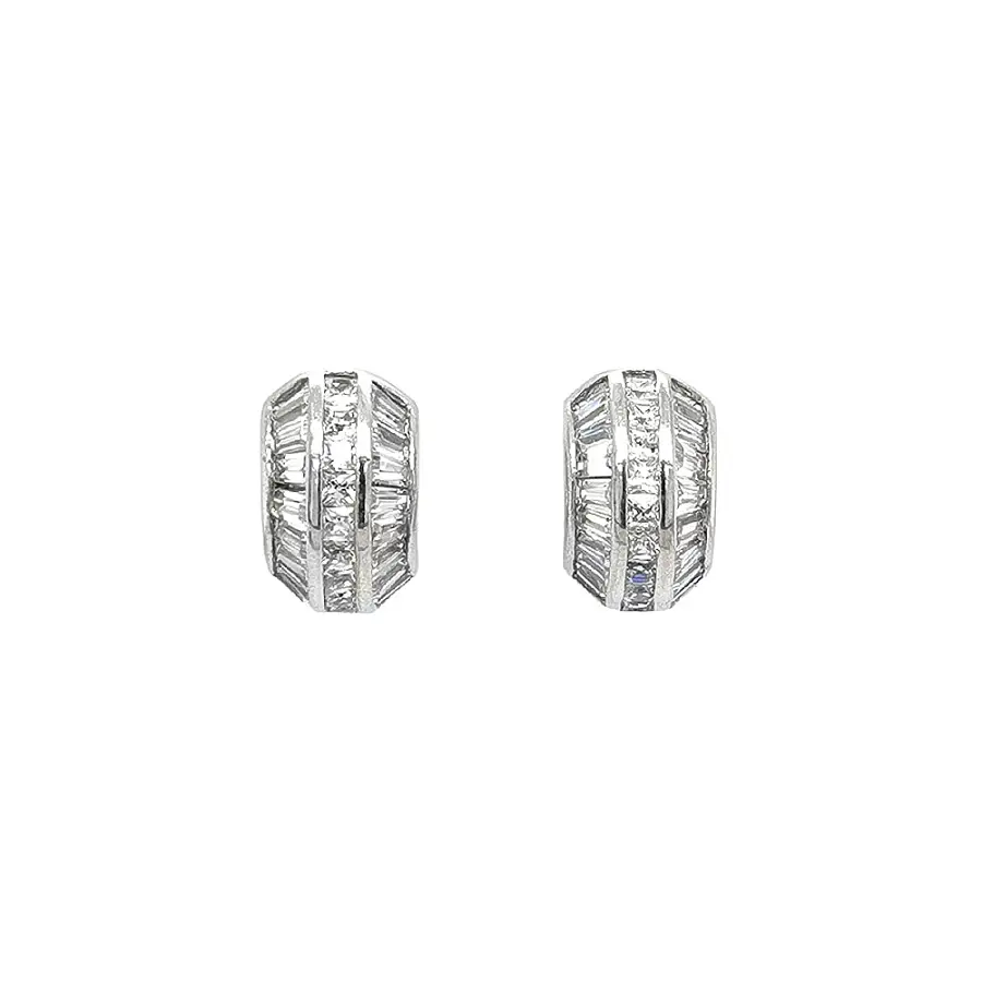 Круглые серьги с цирконами из белого золота