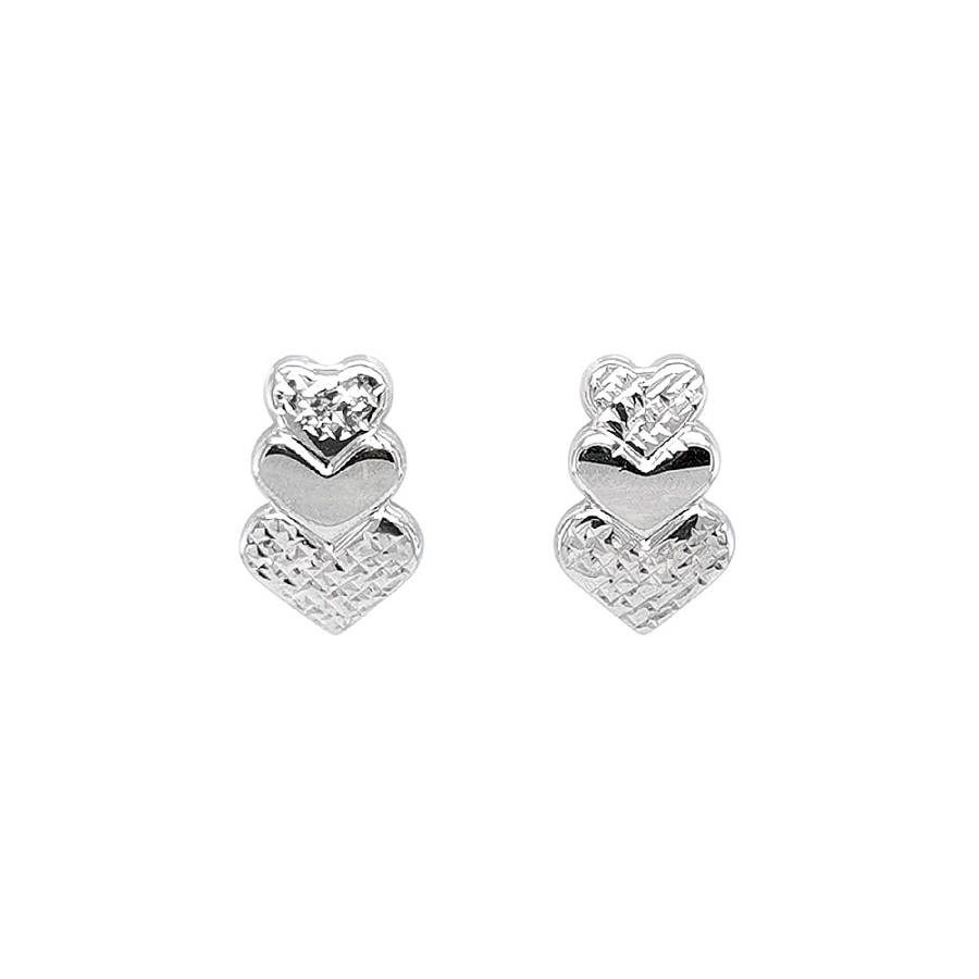 Серьги-сердца из белого золота