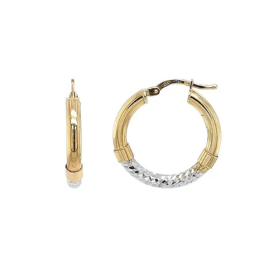 Элегантные золотые серьги с контрастом желтого и белого золота