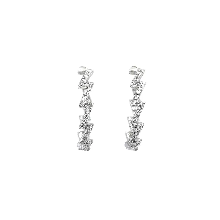 Круглые серьги с цирконами из белого золота