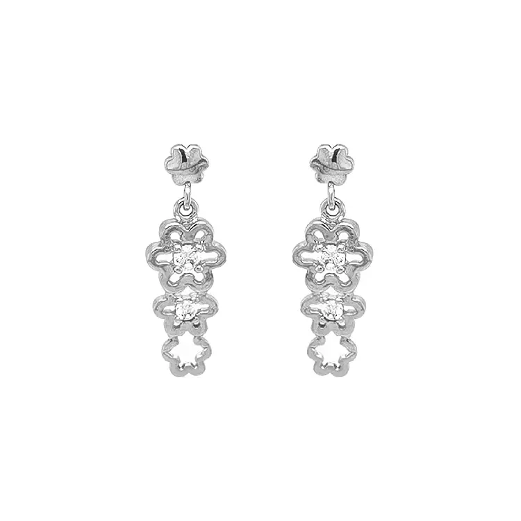 Золотые серьги-пусеты с цирконами