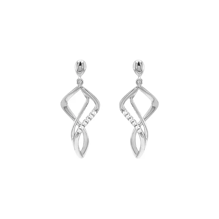 Золотые серьги-пусеты с цирконами