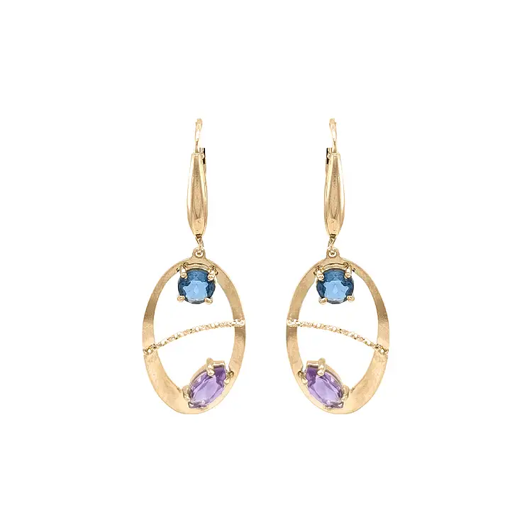 Золотые серьги-пусеты с цирконами