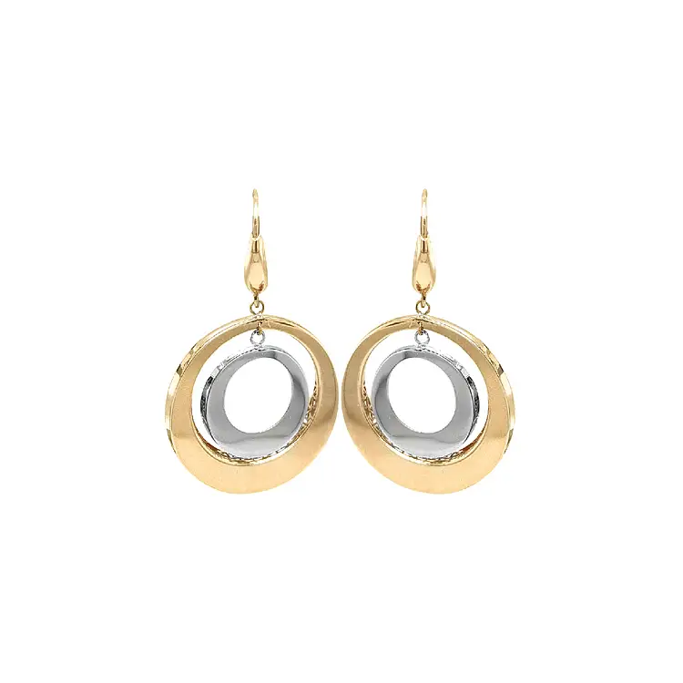 Золотые комбинированные серьги-пусеты