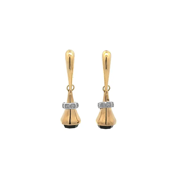 Золотые серьги-пусеты с черным камнем