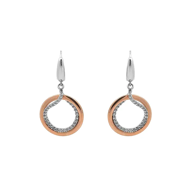 Золотые серьги-пусеты с цирконами