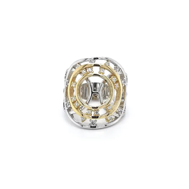 Кольцо с цирконием в комбинации с золотом