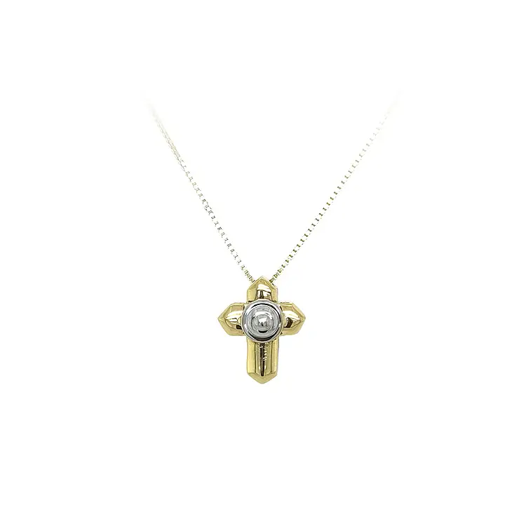 Подвеска Крест из комбинированного золота