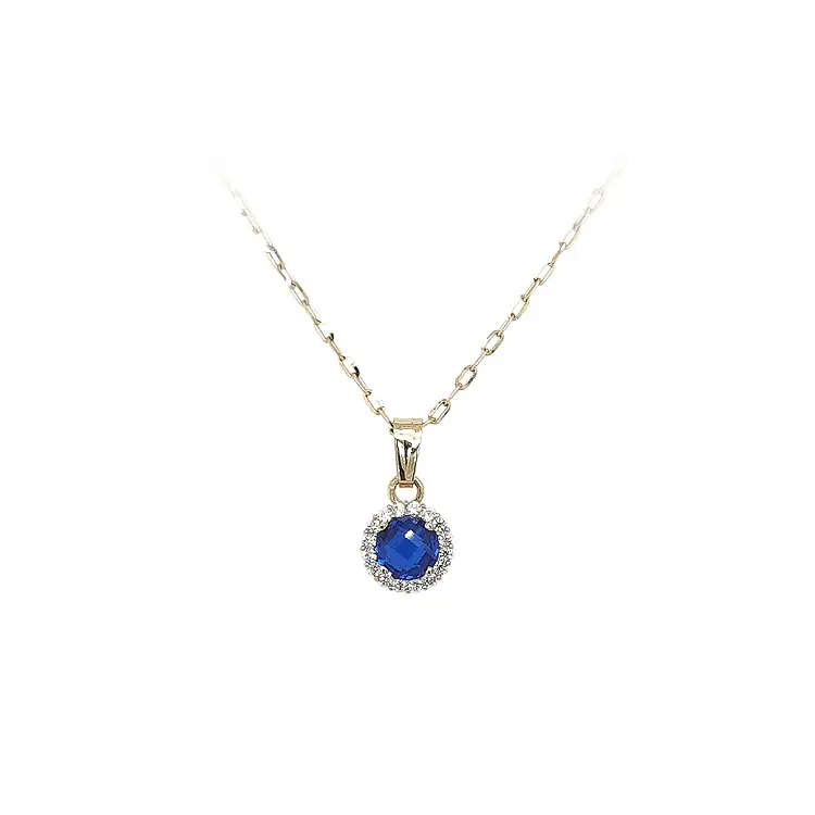 Золотая подвеска с голубым камнем