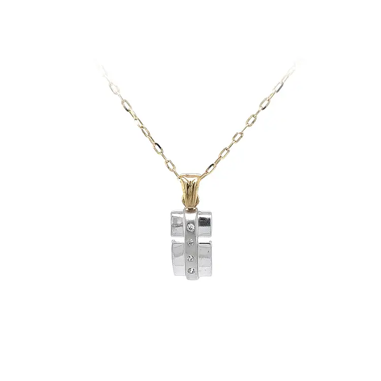 Золотая подвеска с цирконами из комбинированного золота