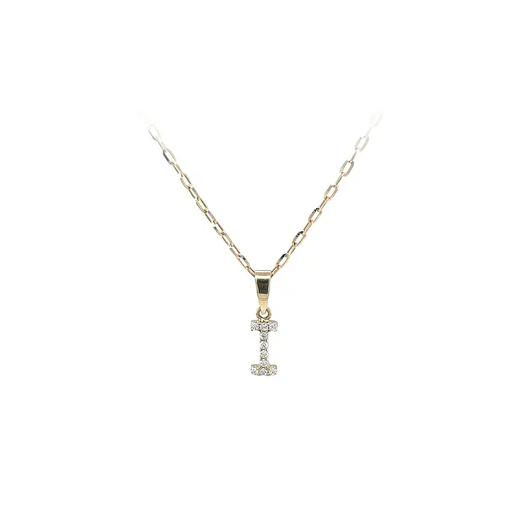 Золотая подвеска Буква I с цирконами