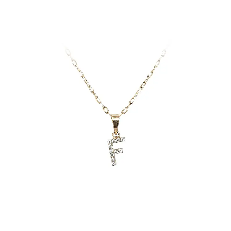 Золотая подвеска Буква F с цирконием