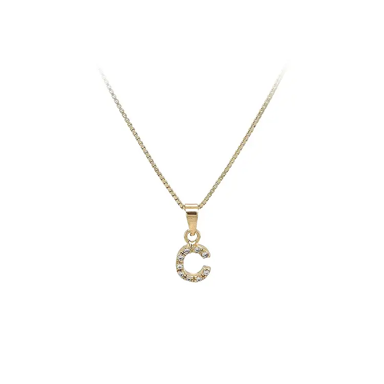 Золотая подвеска с цирконами Буква С
