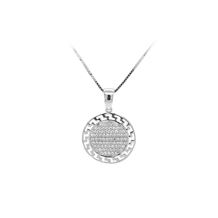 Кулон с цирконами из белого золота
