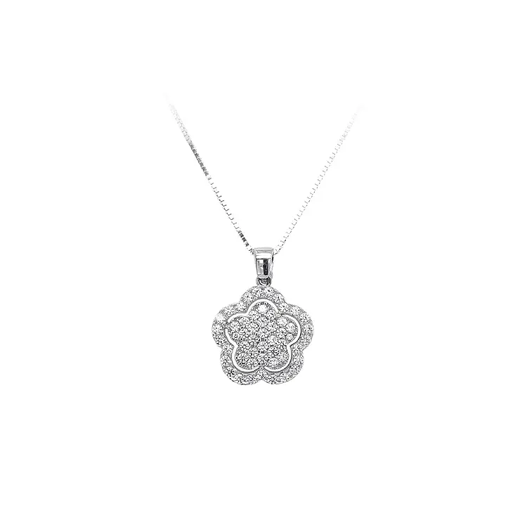 Кулон с цирконами из белого золота