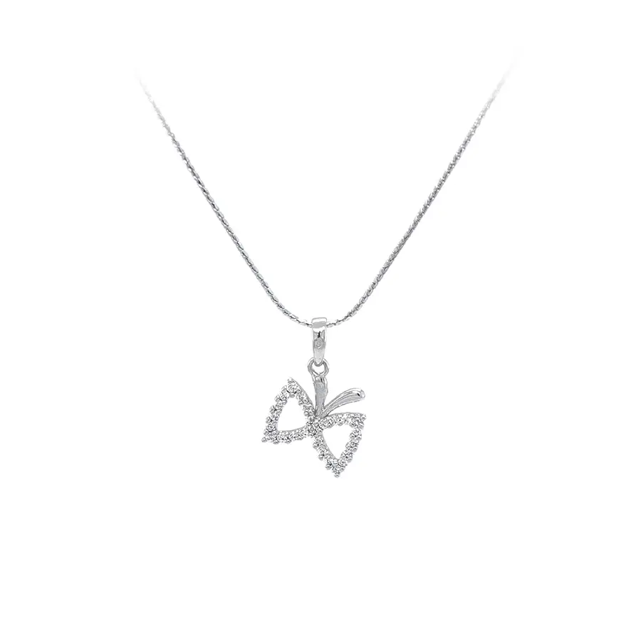Подвеска Бабочка с цирконами из белого золота