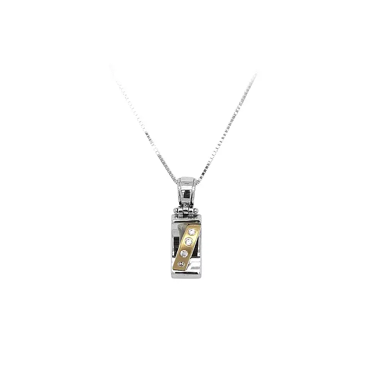 Подвеска с цирконами из комбинированного золота