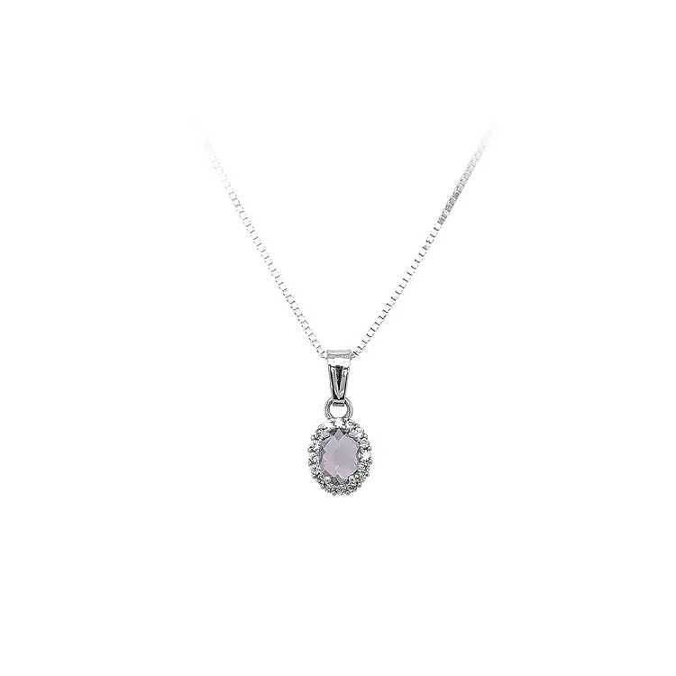 Подвеска с фиолетовым камнем из белого золота