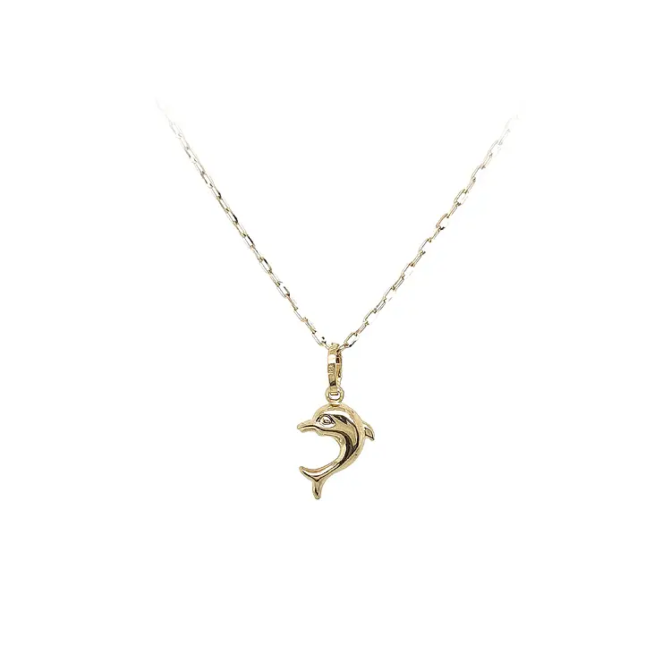 Золотой кулон с дельфином