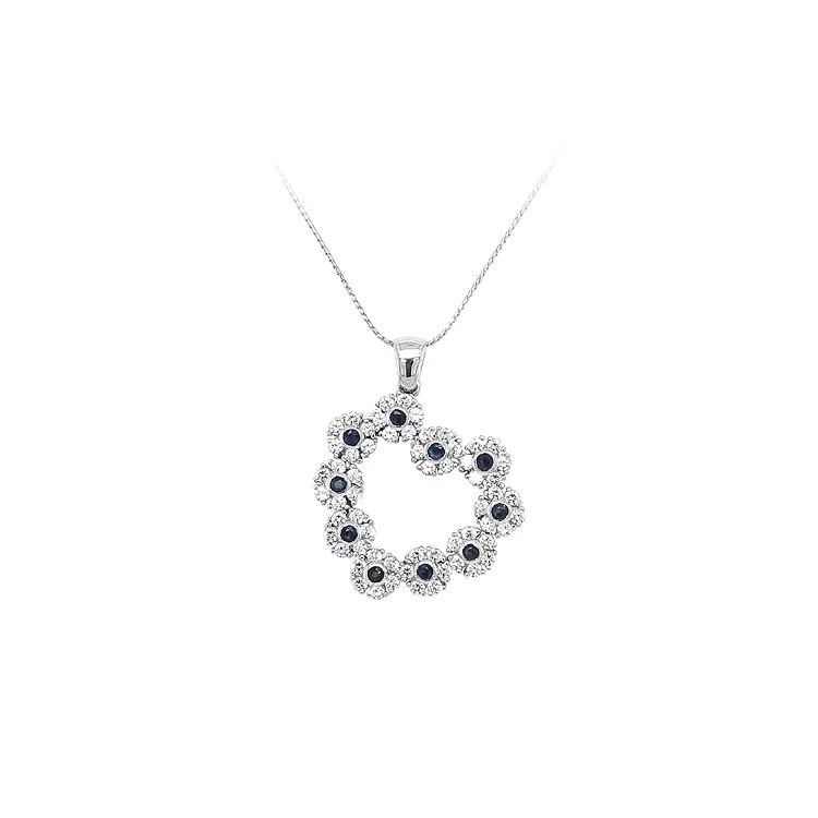 Кулон Сердце с голубым камнем