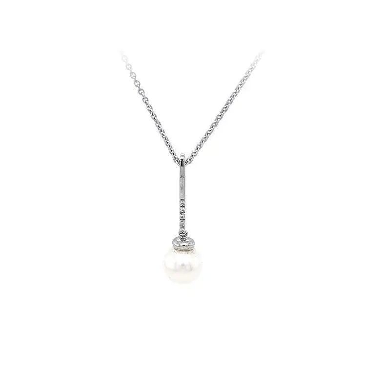 Золотое ожерелье с жемчугом и цирконами