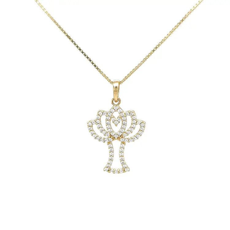 Золотая подвеска Дерево с цирконами