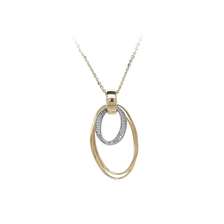 Золотое колье с цирконами из комбинированного золота