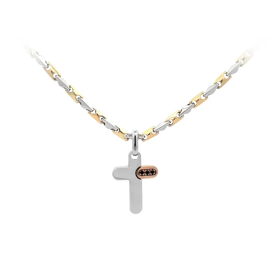 Подвеска Крест из комбинированного золота