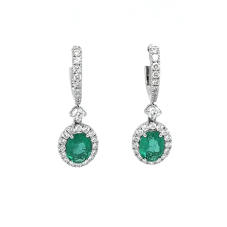 Золотые серьги с изумрудами и бриллиантами