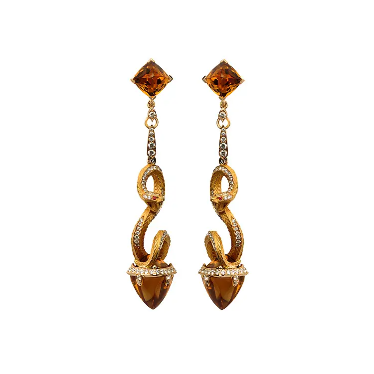 Золотые серьги Carrera y Carrera Мифология Змеи Антикварные